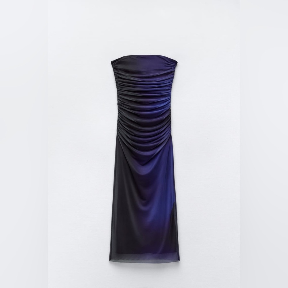 ZARA STRAPLESS PRINTED TULLE DRESS - Picture 6 of 9